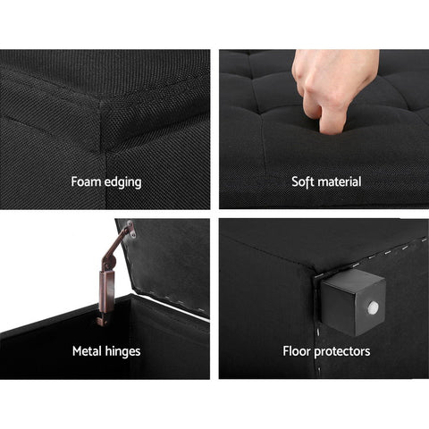Premium Multi-functional Ottoman 97cm Linen Black