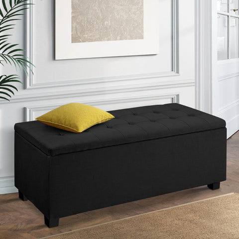 Premium Multi-functional Ottoman 97cm Linen Black