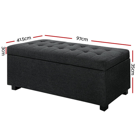 Premium Multi-functional Ottoman 97cm Linen Charcoal