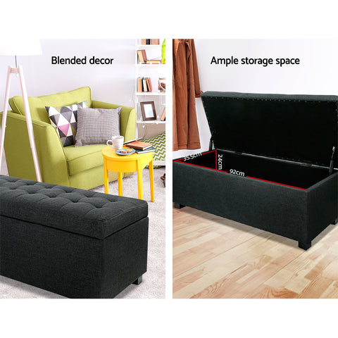 Premium Multi-functional Ottoman 97cm Linen Charcoal