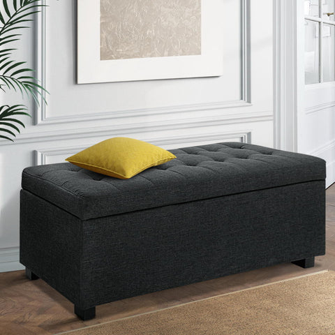 Premium Multi-functional Ottoman 97cm Linen Charcoal