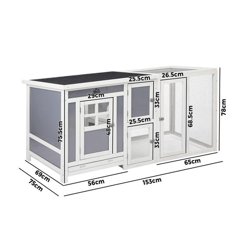 Alopet Chicken Coop Rabbit Hutch Wooden Cage Double Hatch