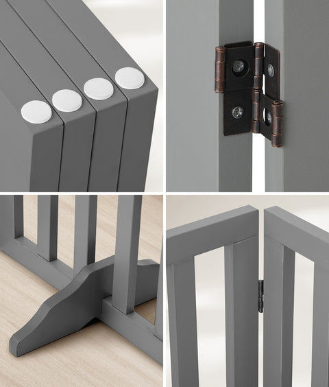 Alopet Wooden Pet Gate Dog Fence 4 Panels 80cm Grey