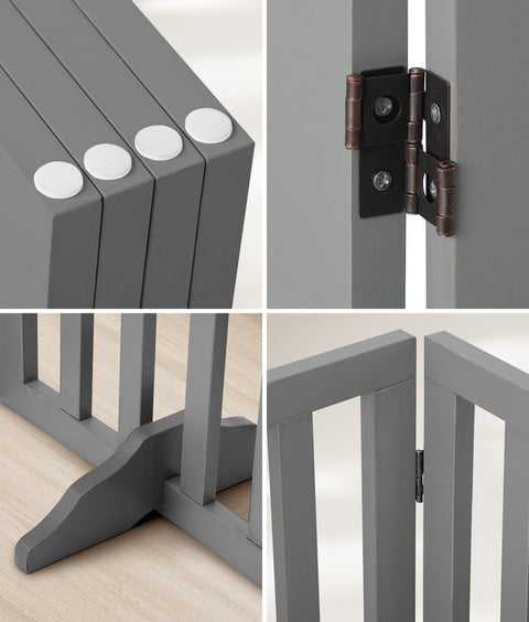 Alopet Wooden Pet Gate Dog Fence 4 Panels 80cm Grey