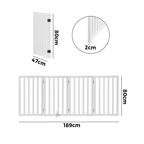 Alopet Wooden Pet Gate Security Door 4-Panel 80cm