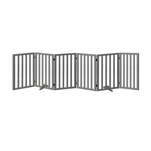 Alopet Wooden Pet Gate Dog Fence 6 Panels 80cm Grey