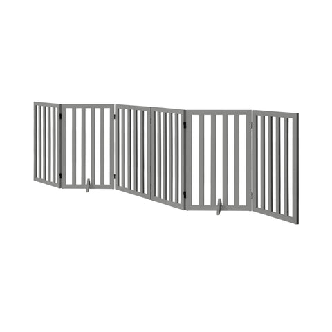 Alopet Wooden Pet Gate Dog Fence 6 Panels 80cm Grey