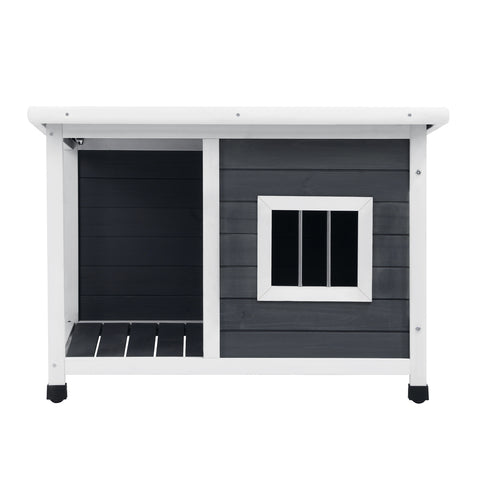 Alopet Dog Kennel House Wooden Grey and White