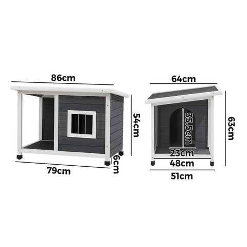 Alopet Dog Kennel House Wooden Grey and White