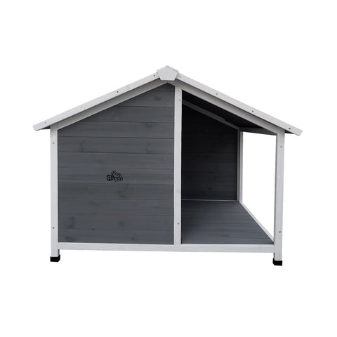 Alopet Dog Kennel House Wooden Awning Grey&White