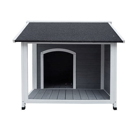 Alopet Dog Kennel House Wooden Awning Grey&White