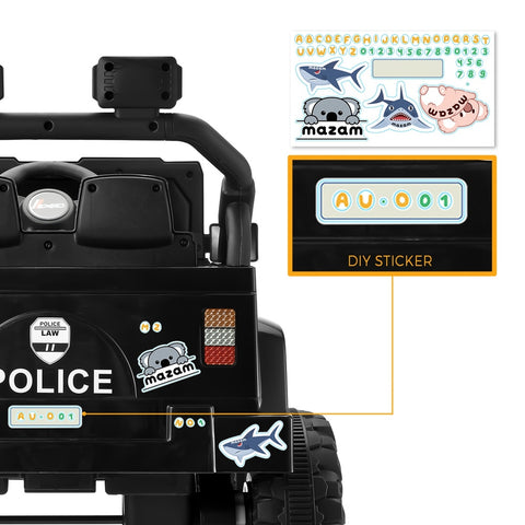 Mazam Kids Police Ride On Car 12V Electric Remote Control Battery