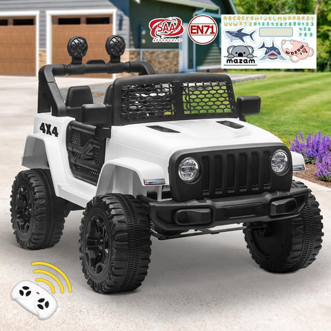 Mazam Kids Ride On Car with Twin Motors and Remote White