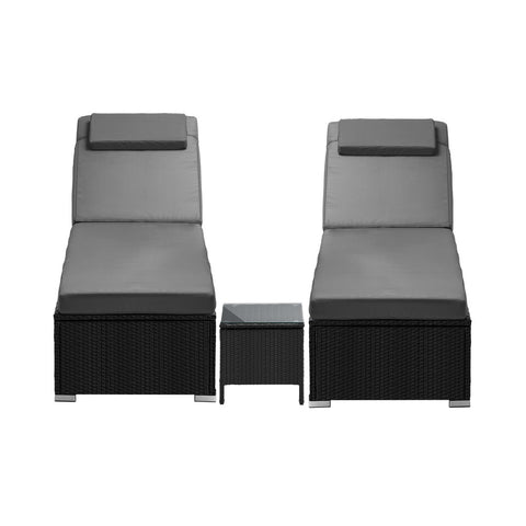 Livsip 2X Sun Lounge with Table Outdoor Set