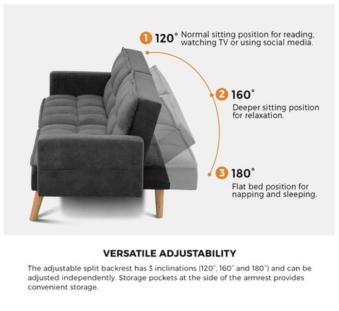 Sofa Bed Velvet 3-Seater