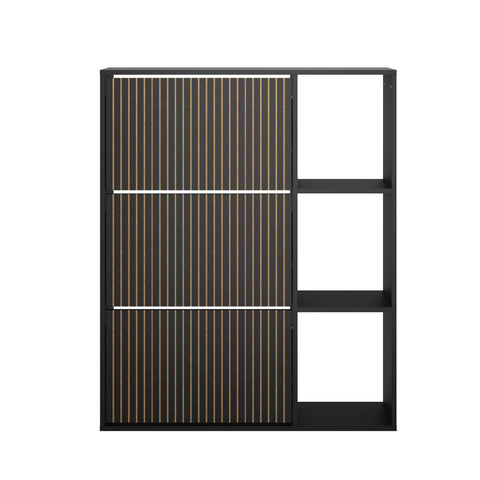 Shoe Rack Storage Cabinet with Display Shelves Black
