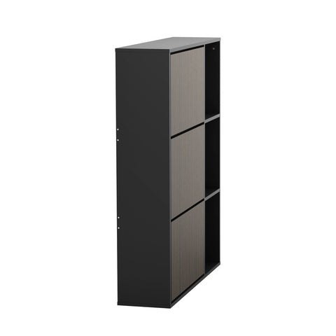 Shoe Rack Storage Cabinet with Display Shelves Black