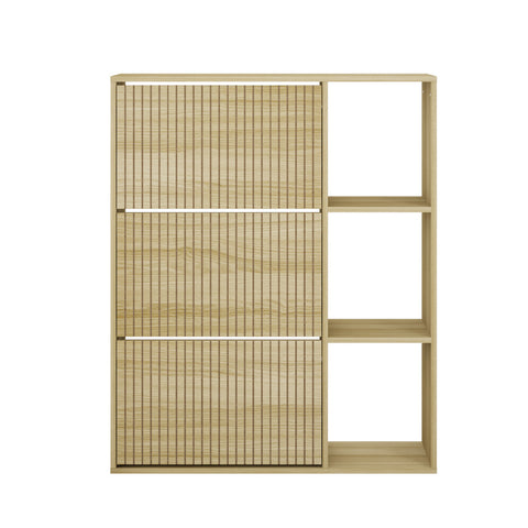Shoe Rack Storage Cabinet with Display Shelves Natural
