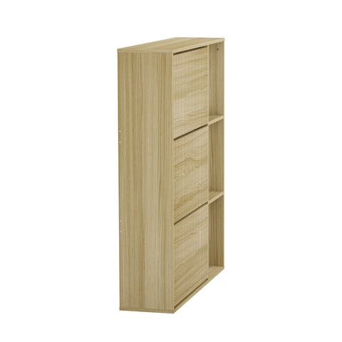 Shoe Rack Storage Cabinet with Display Shelves Natural