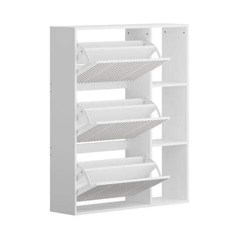 Shoe Rack Storage Cabinet with Display Shelves White
