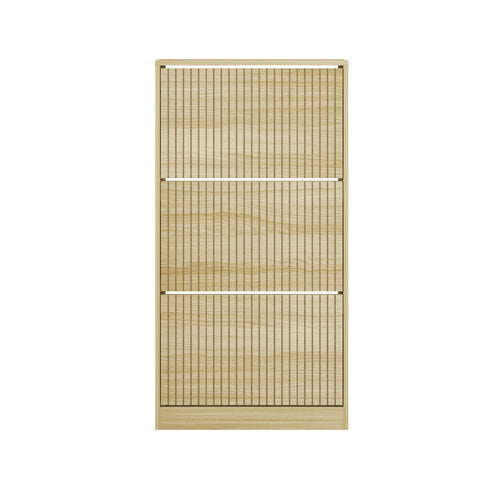 Shoe Rack Storage Cabinet 3 Compartments Natural