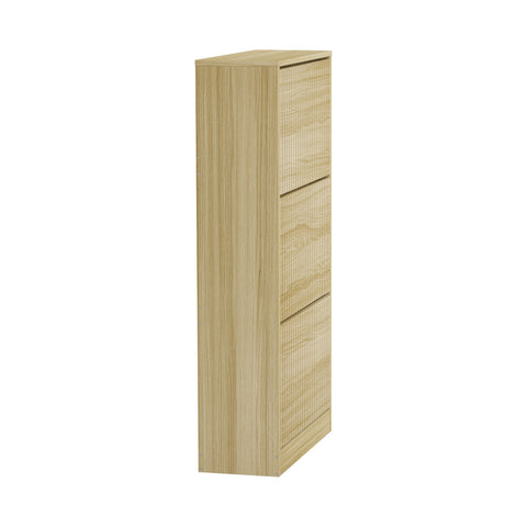 Shoe Rack Storage Cabinet 3 Compartments Natural