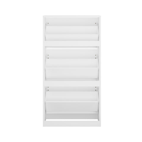 Shoe Rack Storage Cabinet 3 Compartments White