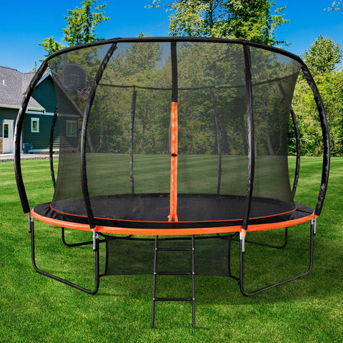 Mazam 12FT Kids Trampline Safety Net Basketball Set Ladder Round