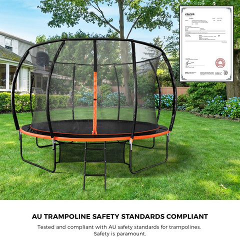 Mazam 12FT Kids Trampline Safety Net Basketball Set Ladder Round