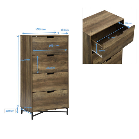 Austin Chest 4 drawers woodgrain and black