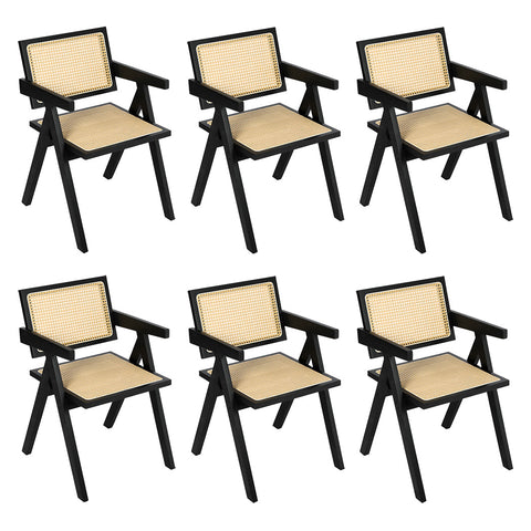 Levede 6x Black Wicker Armchair Dining Chair-1966287371779575808