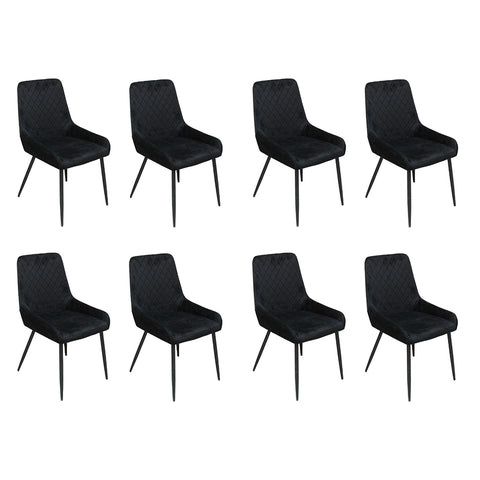 Dining Chairs x 8 Padded Seat Soft Velvet-1950769994770026496