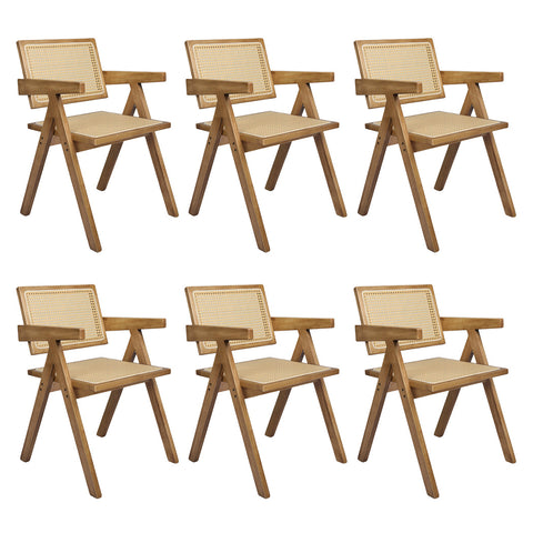 Levede 6x Dining Chair Solid Wood Rattan-1966287371024601088