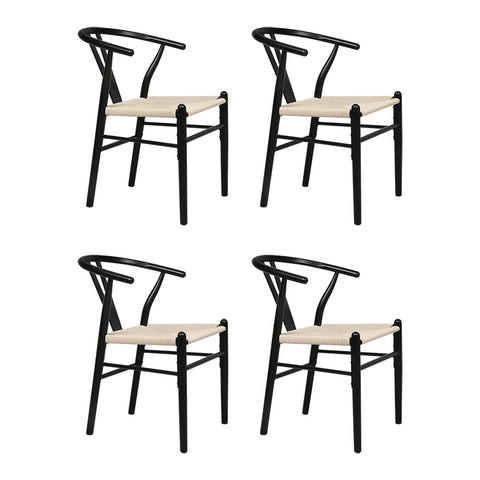 Levede 4x Dining Chairs Wooden Hans Black-1966287363428716544