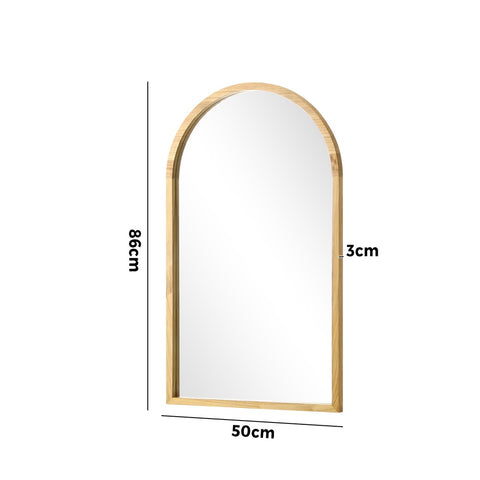 Wall Mirror Wooden Frame Arched 86 x 50cm