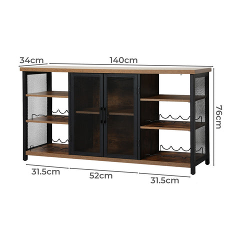 Levede Bar Cabinet Buffet Sideboard Walnut-1954802987327164418