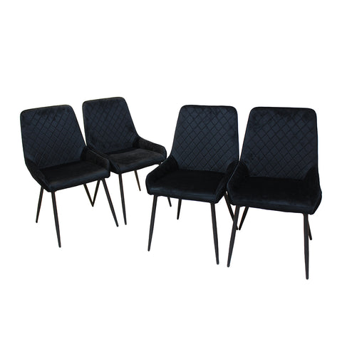 Dining Chairs x 4 Padded Seat Soft Velvet-1950769994606448640