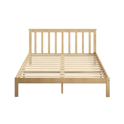 Levede Wooden Bed Frame Queen Full Size Nature Natural-1864183190667792385