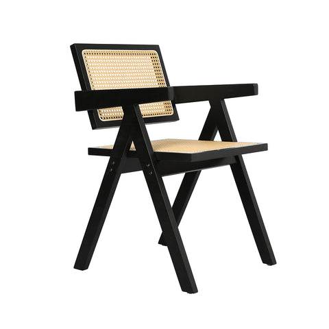 Levede 1x Black Wicker Armchair Dining Chair-1954802993715089409