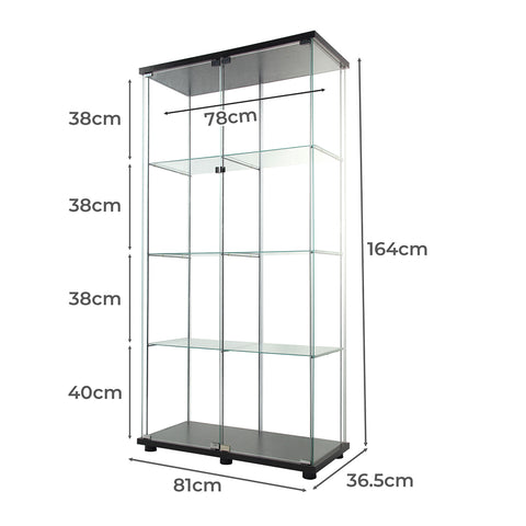164cm Glass Display Cabinet 2 Doors-1954802343254036482