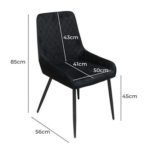 Dining Chairs x 4 Padded Seat Soft Velvet-1950769994606448642