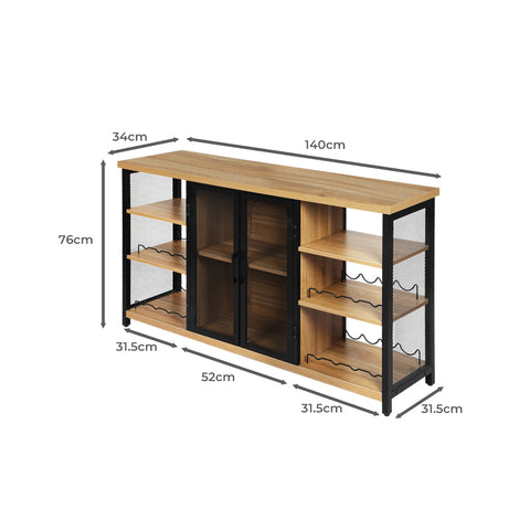 Levede Bar Cabinet Buffet Sideboard Oak-1954802987104866306