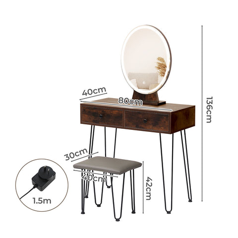 Levede Dressing Table LED Light Strip Brown-1954802443464347650