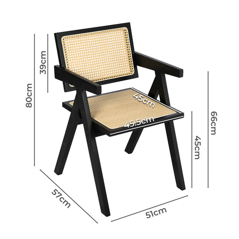 Levede 1x Black Wicker Armchair Dining Chair-1954802993715089410