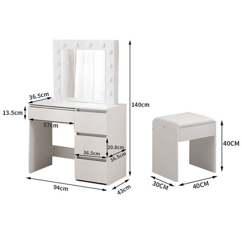 Levede Dressing Table Vanity Set Stool-1954802330440437762