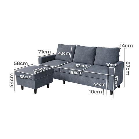 Levede L-shaped Sectional Sofa Lounge Chaise Set-1894516737467092994