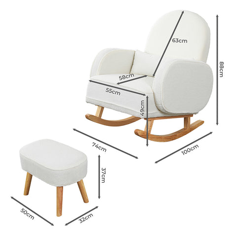 Levede Fleece Rocking Chair with footstool-1954802380063248386