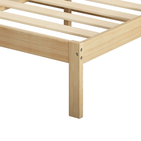 Levede Wooden Bed Frame Queen Full Size Nature Natural-1864183190667792387
