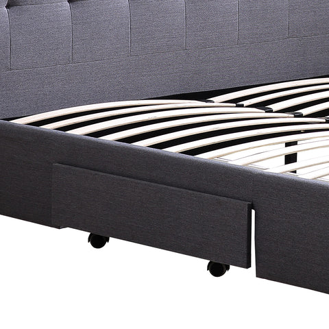 Levede Queen Bed Frame Fabric Tufted Dark Grey-1954802923942842371
