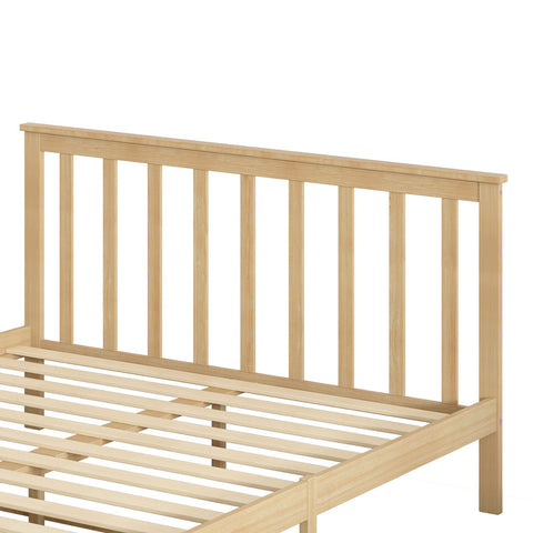 Levede Wooden Bed Frame Queen Full Size Nature Natural-1864183190667792388